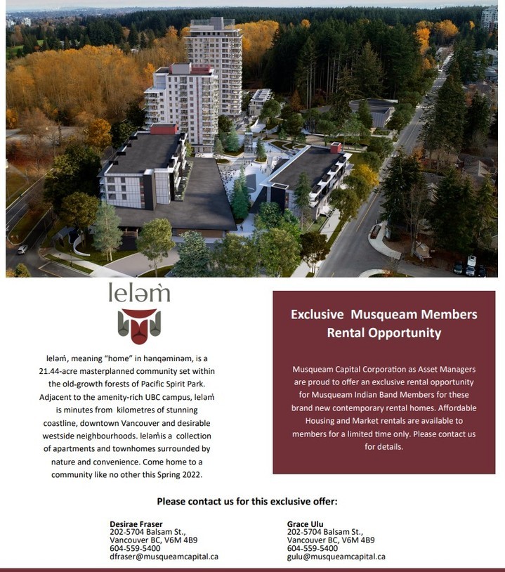Exclusive Musqueam Members Rental Opportunity!