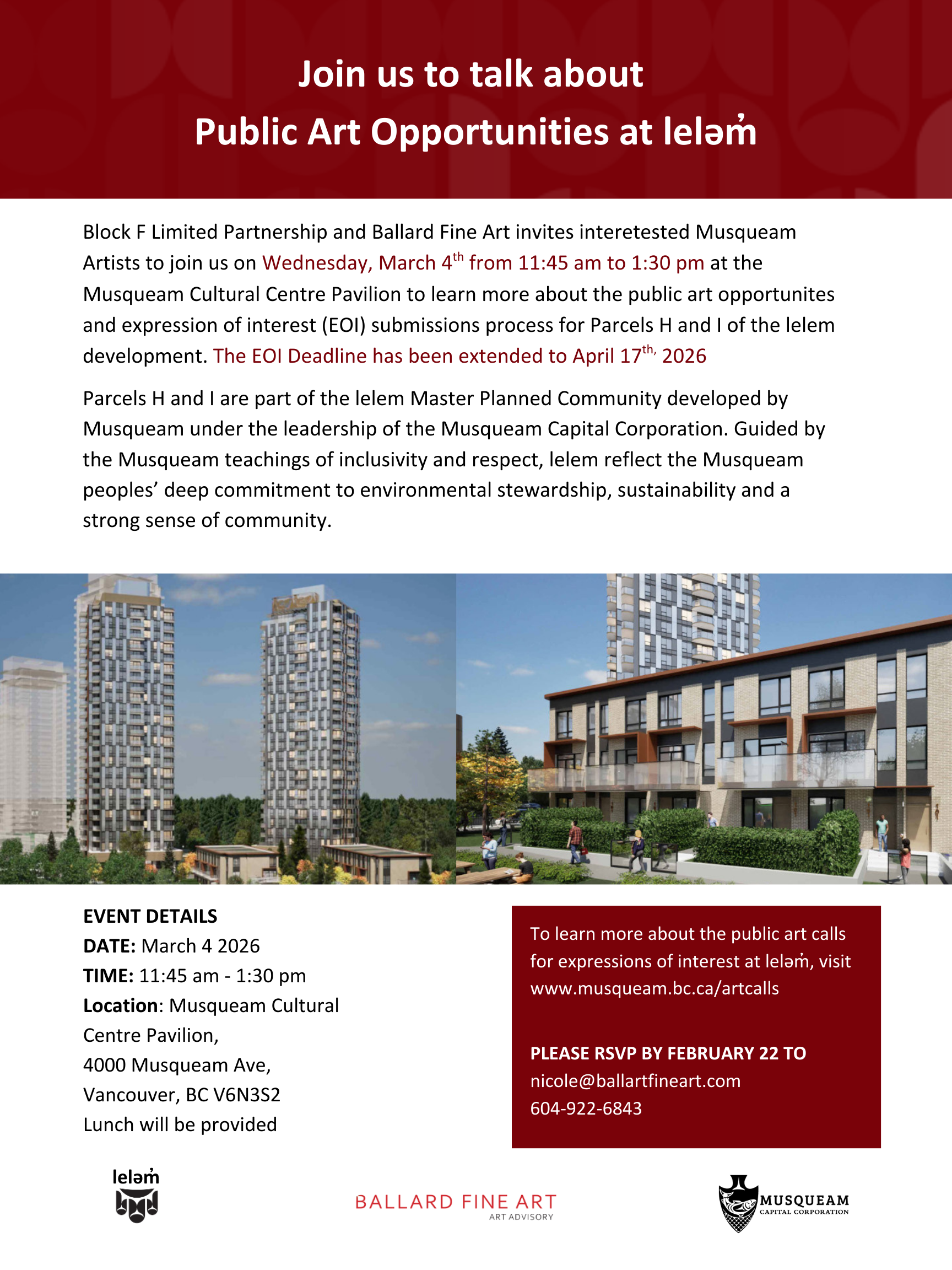 Musqueam Members: Public Art Opportunity at leləm